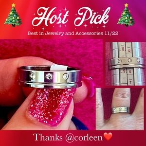 🔥Host Pick 🔥Stainless Steel Ring w/Sim diamonds. Highly polished. NWT Sz 8.5